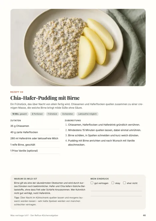 Buchseite: Bonus: eine von 36 Rezeptseiten mit Foto, Zutaten und Platz für Notizen